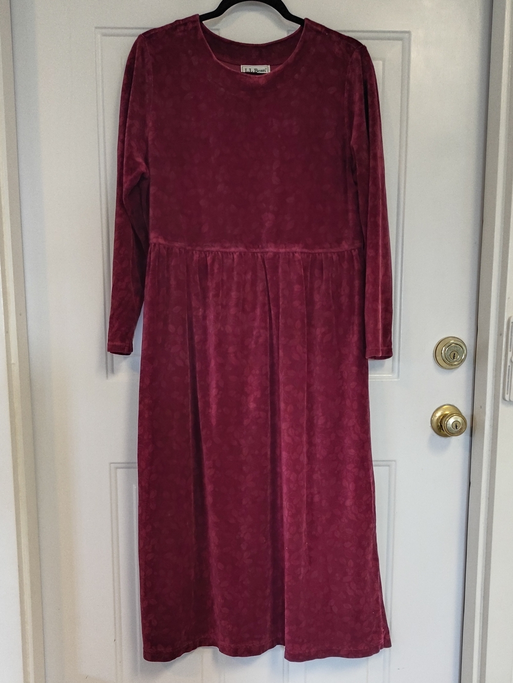 L.L. Bean VTG Velvet Dress in Burgundy 16P Cottagecore Fall